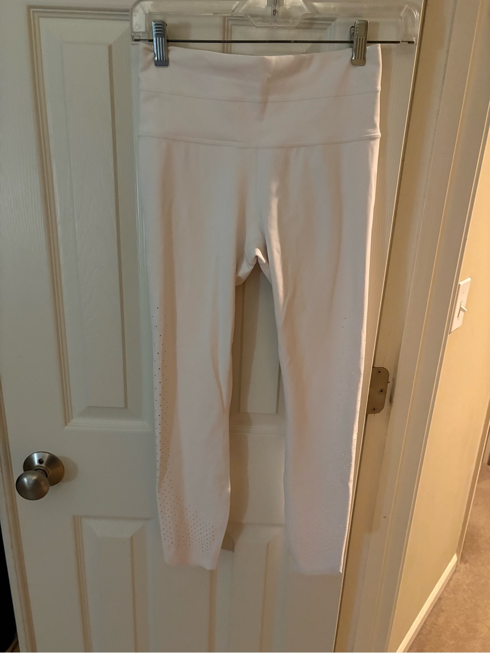 Athleta White High-Waist Active Leggings with Perforated Calf Detail